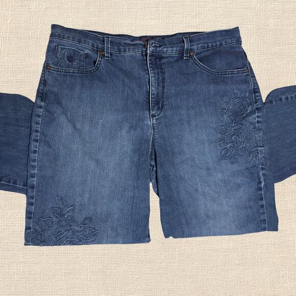 Embroidered Denim Blue Jeans - Picture 1 of 7